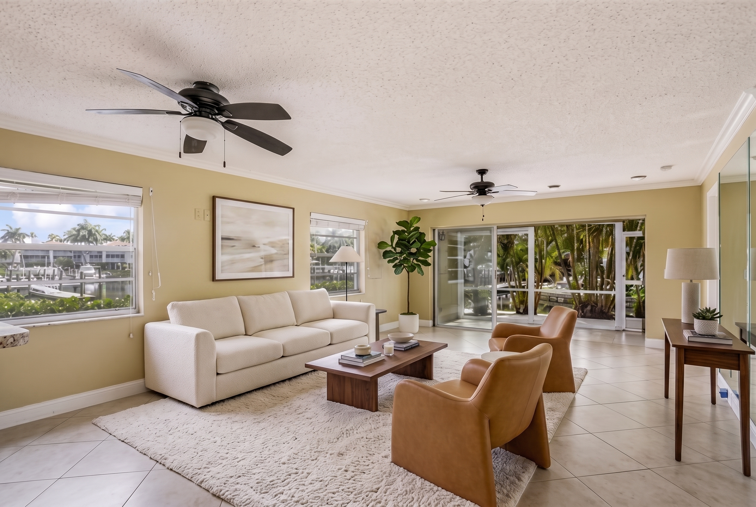 Same room, modern furniture and decor